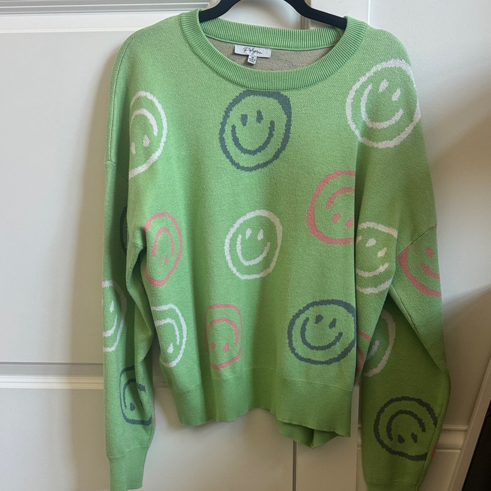 Polagram Green Smiley Face Sweater